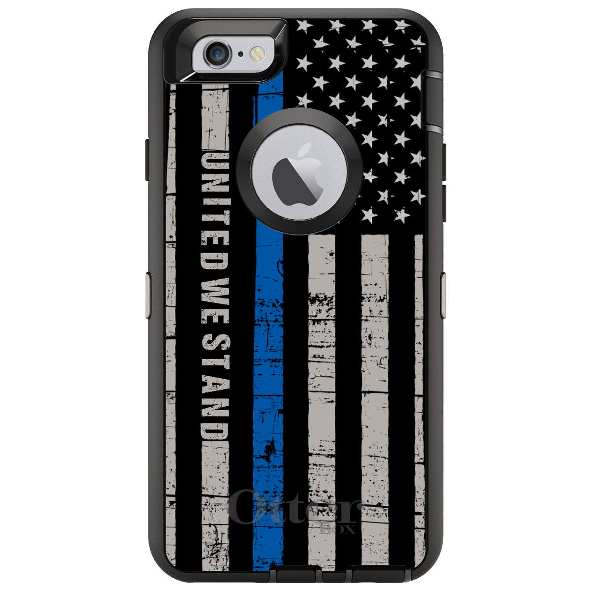 Thin Blue Line US Flag United We Stand OtterBox Defender Case for iPhone & Galaxy, view 4