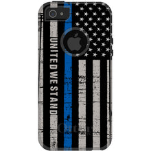 DistinctInk™ OtterBox Commuter Series Case for Apple iPhone or Samsung Galaxy - Thin Blue Line US Flag "United We Stand"