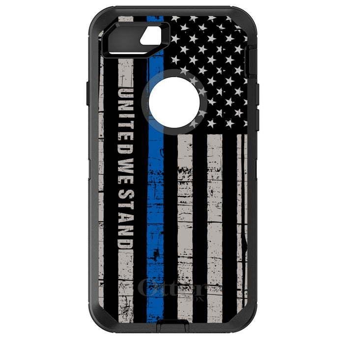 DistinctInk™ OtterBox Defender Series Case for Apple iPhone / Samsung Galaxy / Google Pixel - Thin Blue Line US Flag 