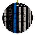 Thin Blue Line US Flag "United We Stand" Ceramic Ornament