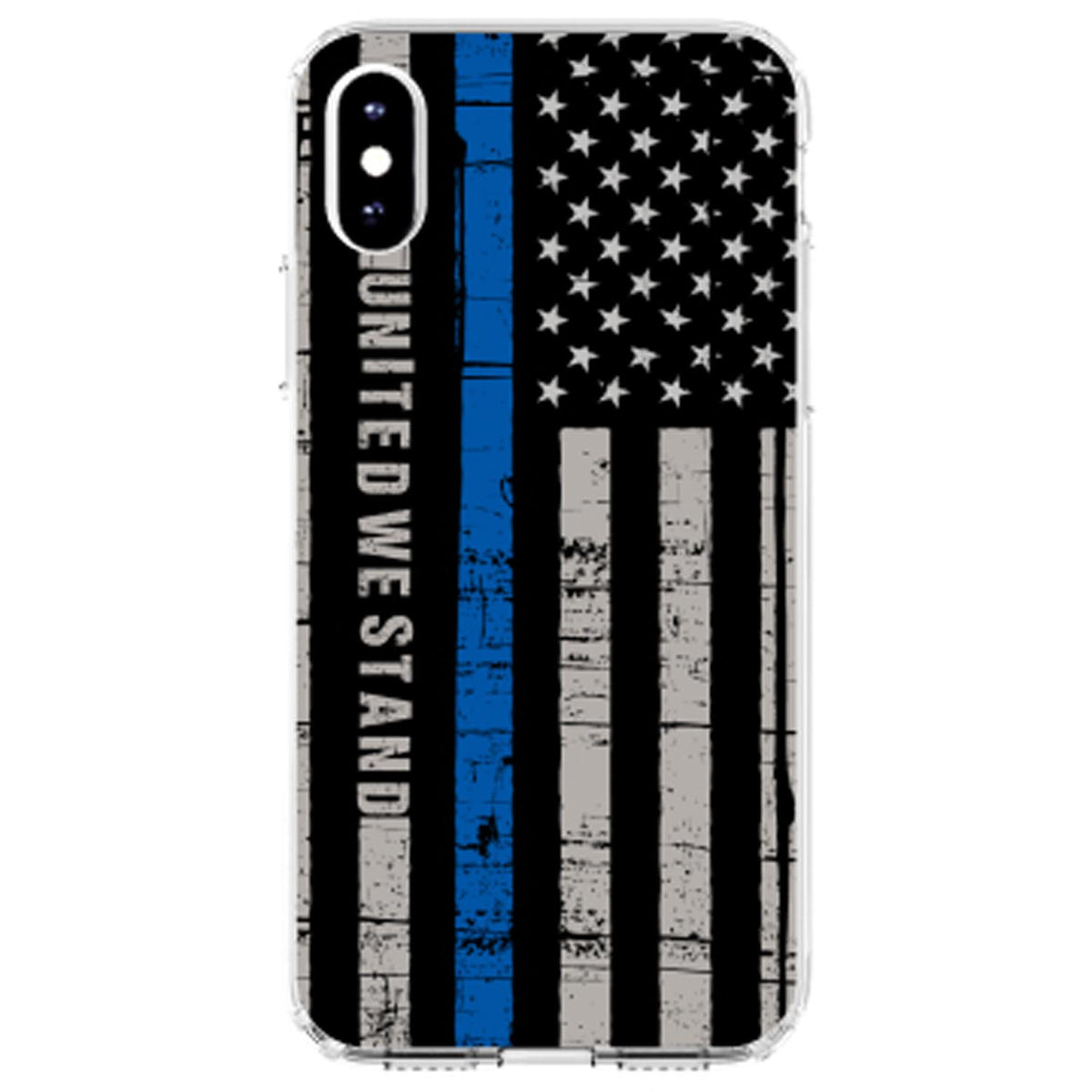 Thin Blue Line US Flag United We Stand Clear Shockproof iPhone Case, view 4