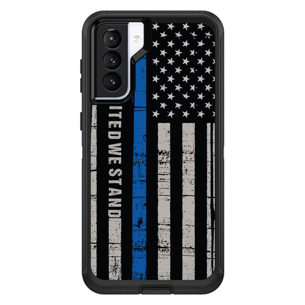 Thin Blue Line US Flag United We Stand OtterBox Defender Case for iPhone & Galaxy, view 6