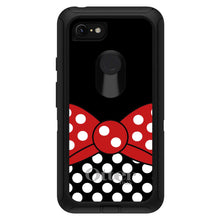DistinctInk™ OtterBox Defender Series Case for Apple iPhone / Samsung Galaxy / Google Pixel - Black White Polka Dot Red Bow Minnie