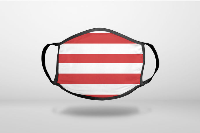 Red & White Bold Horizontal Stripes - 3-Ply Reusable Soft Face Mask Covering, Unisex, Cotton Inner Layer