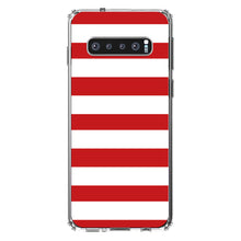 DistinctInk® Clear Shockproof Hybrid Case for Apple iPhone / Samsung Galaxy / Google Pixel - Red & White Bold Horizontal Stripes