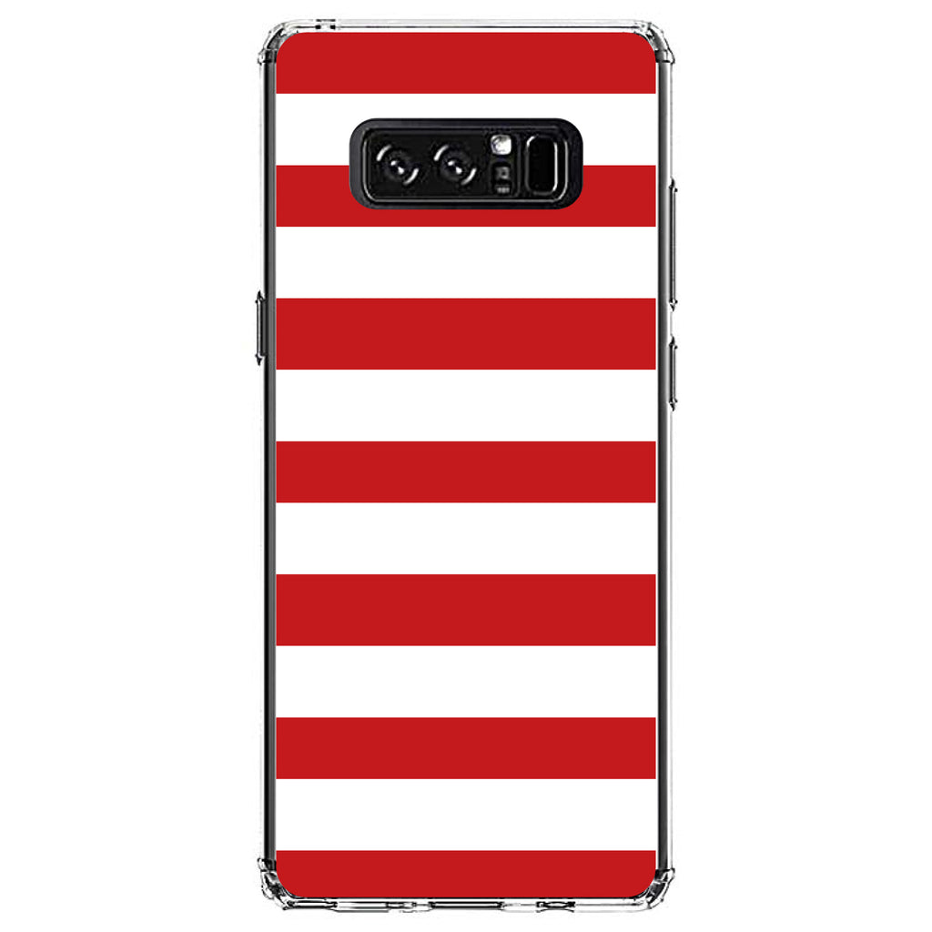 Red & White Bold Horizontal Stripes Clear Shockproof iPhone Case, view 12
