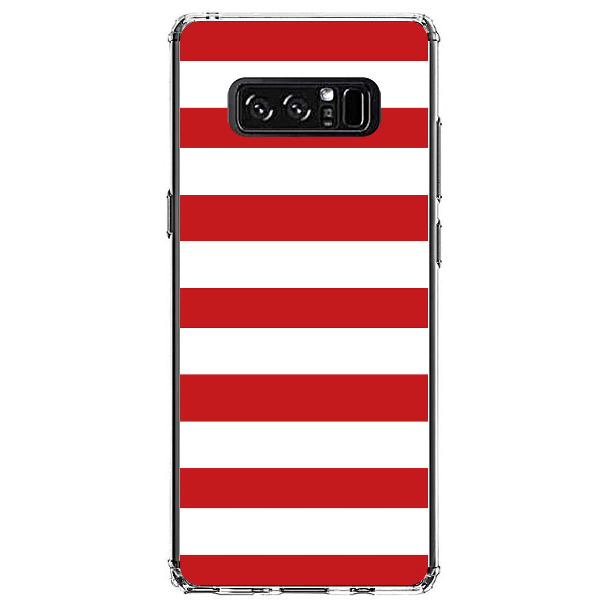 Red & White Bold Horizontal Stripes Clear Shockproof iPhone Case, view 12