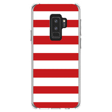 DistinctInk® Clear Shockproof Hybrid Case for Apple iPhone / Samsung Galaxy / Google Pixel - Red & White Bold Horizontal Stripes