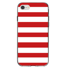 DistinctInk® Clear Shockproof Hybrid Case for Apple iPhone / Samsung Galaxy / Google Pixel - Red & White Bold Horizontal Stripes