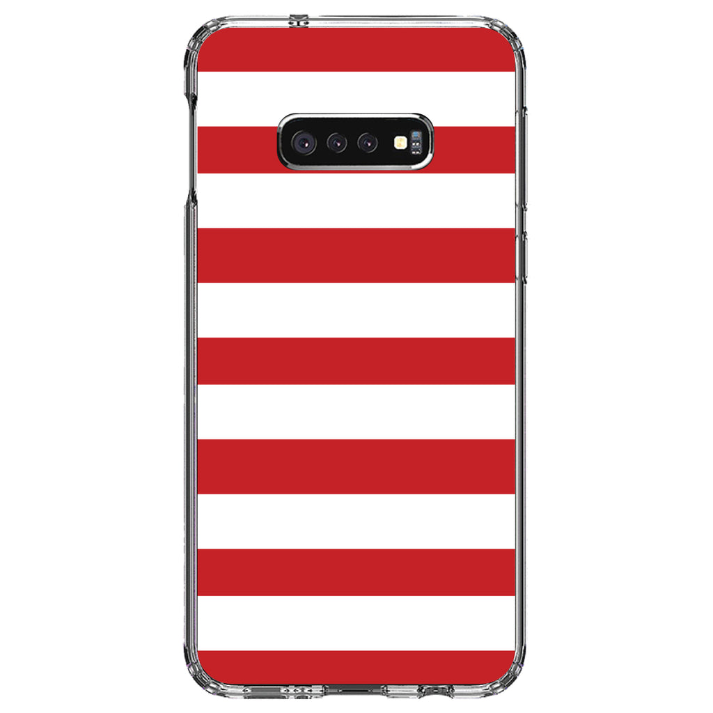 Red & White Bold Horizontal Stripes Clear Shockproof iPhone Case, view 18