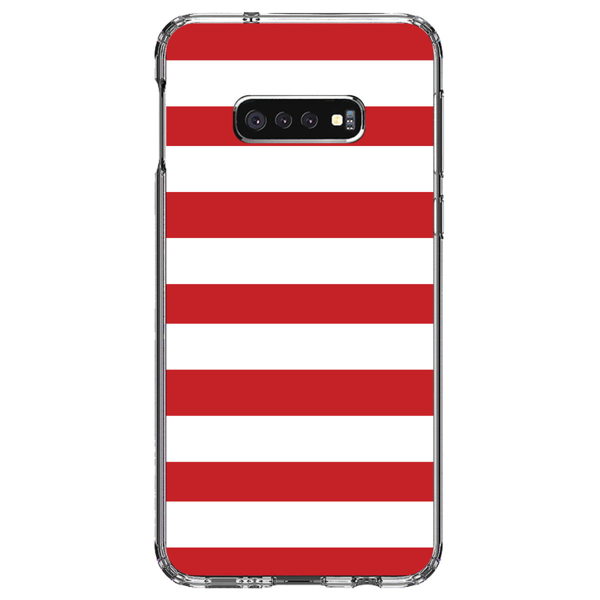 Red & White Bold Horizontal Stripes Clear Shockproof iPhone Case, view 18