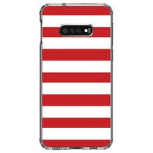 DistinctInk® Clear Shockproof Hybrid Case for Apple iPhone / Samsung Galaxy / Google Pixel - Red & White Bold Horizontal Stripes