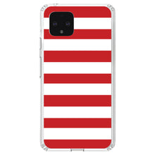 DistinctInk® Clear Shockproof Hybrid Case for Apple iPhone / Samsung Galaxy / Google Pixel - Red & White Bold Horizontal Stripes