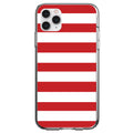 Red & White Bold Horizontal Stripes Clear Shockproof iPhone Case