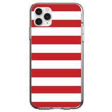 DistinctInk® Clear Shockproof Hybrid Case for Apple iPhone / Samsung Galaxy / Google Pixel - Red & White Bold Horizontal Stripes