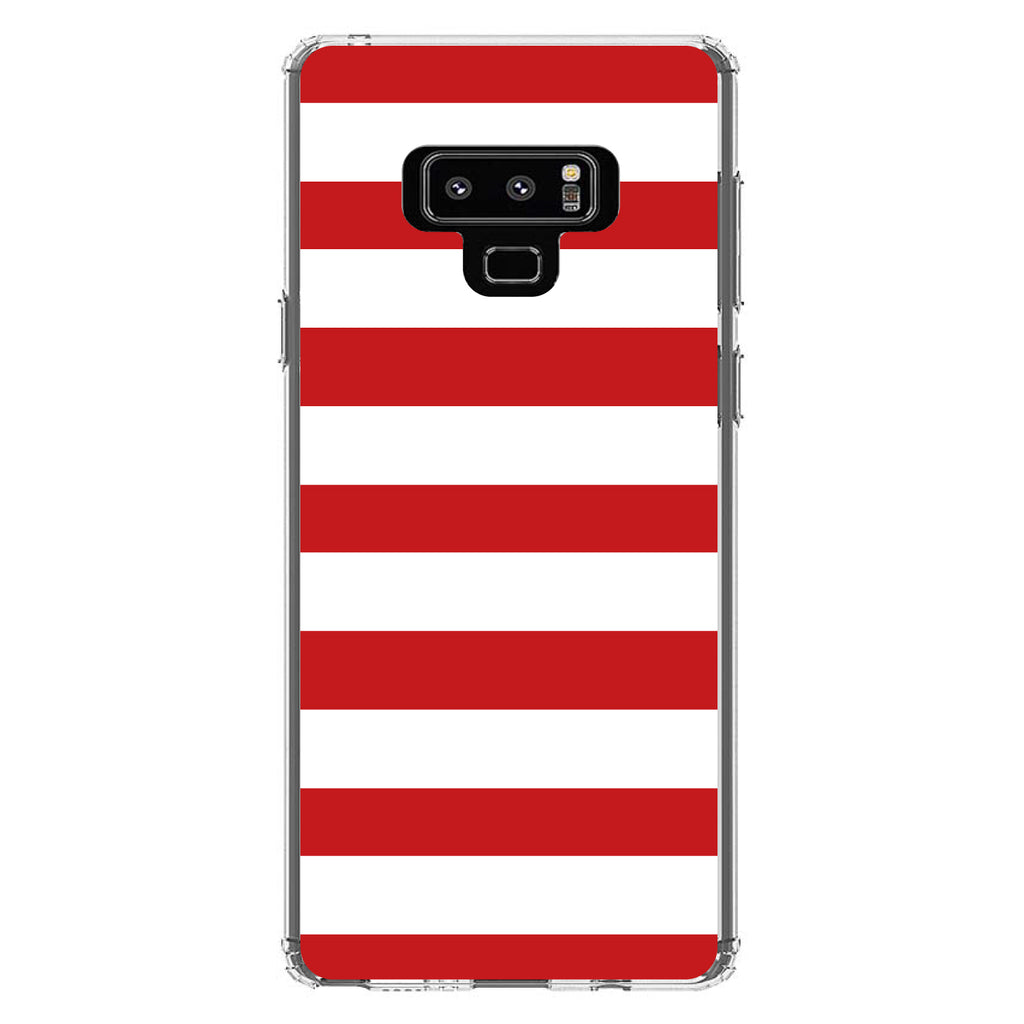 Red & White Bold Horizontal Stripes Clear Shockproof iPhone Case, view 11