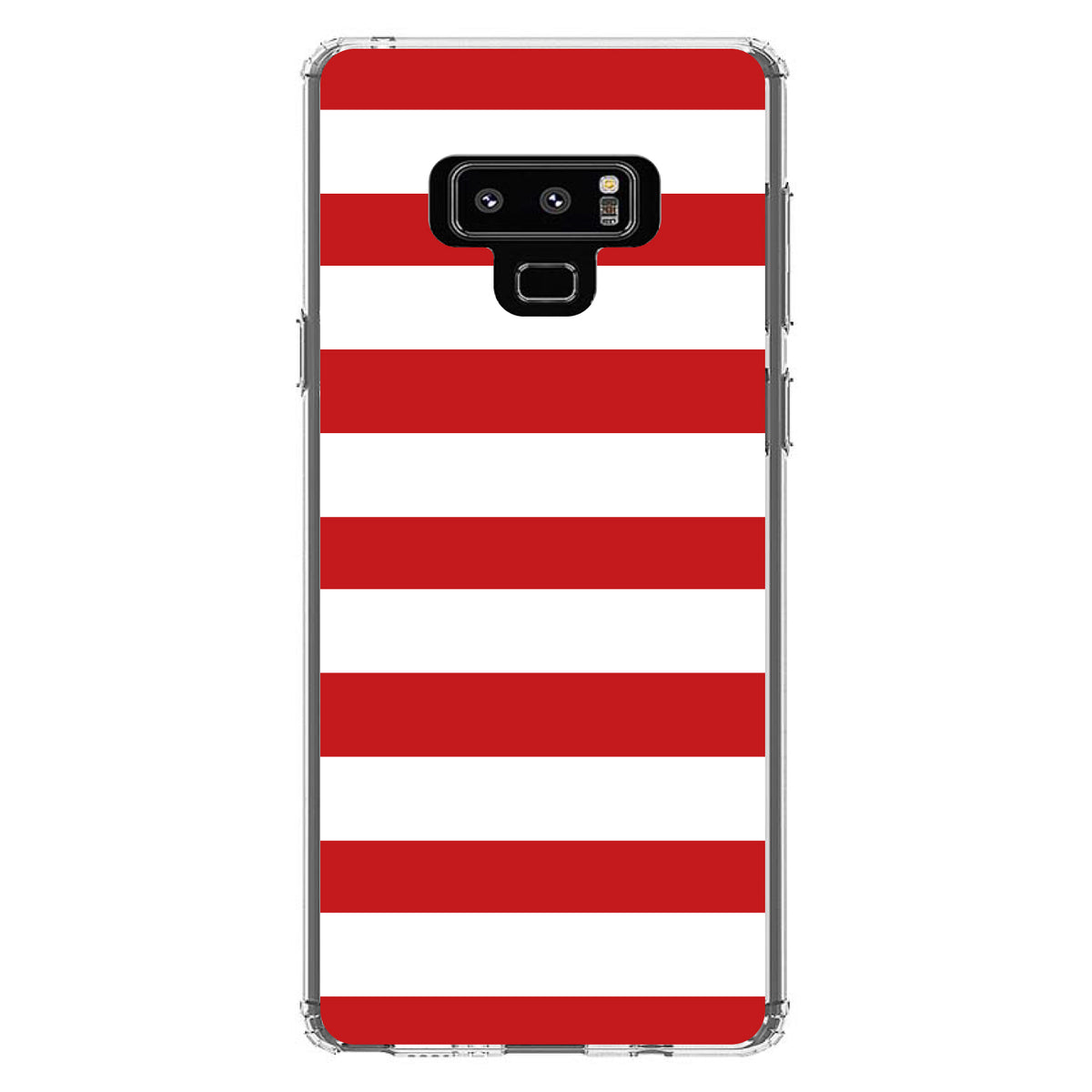 Red & White Bold Horizontal Stripes Clear Shockproof iPhone Case, view 11