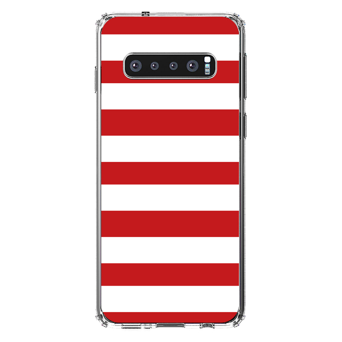 Red & White Bold Horizontal Stripes Clear Shockproof iPhone Case, view 17