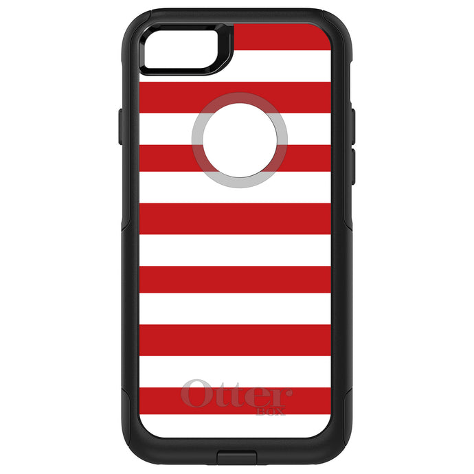 DistinctInk OtterBox Commuter Series Case for Apple iPhone or Samsung Galaxy - Red & White Bold Stripes