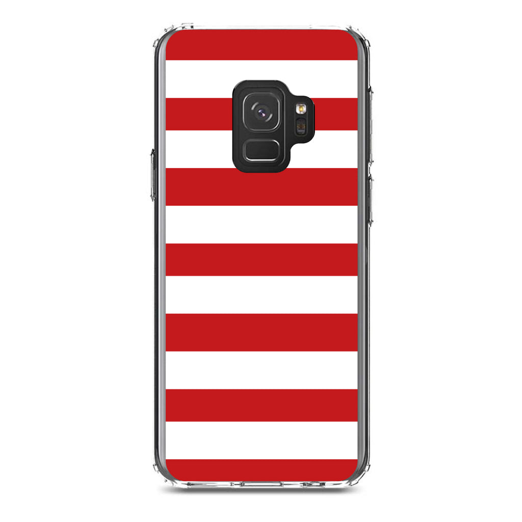 Red & White Bold Horizontal Stripes Clear Shockproof iPhone Case, view 19