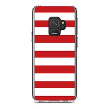 DistinctInk® Clear Shockproof Hybrid Case for Apple iPhone / Samsung Galaxy / Google Pixel - Red & White Bold Horizontal Stripes