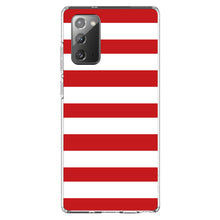 DistinctInk® Clear Shockproof Hybrid Case for Apple iPhone / Samsung Galaxy / Google Pixel - Red & White Bold Horizontal Stripes