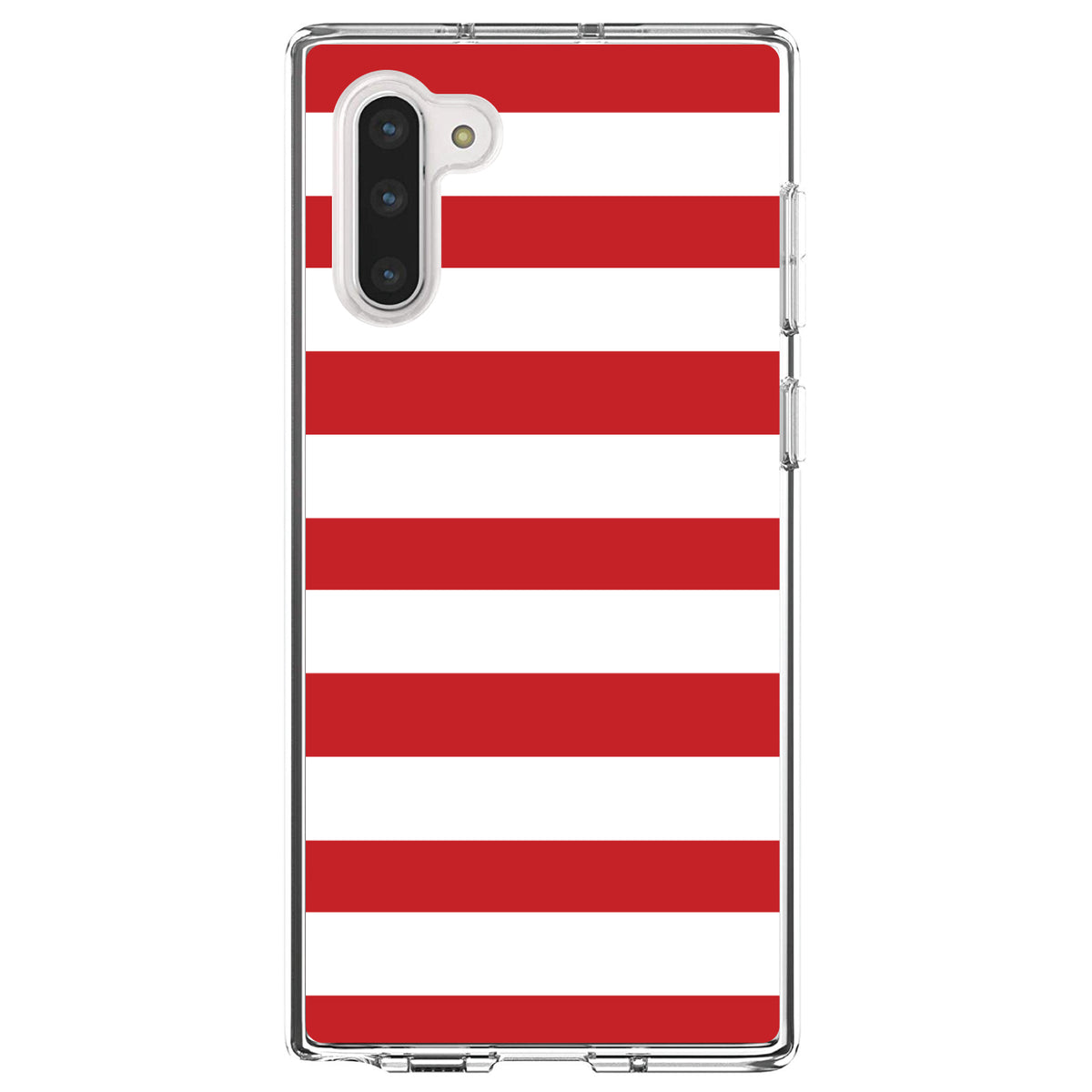Red & White Bold Horizontal Stripes Clear Shockproof iPhone Case, view 9