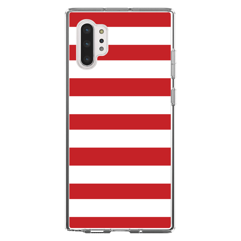 Red & White Bold Horizontal Stripes Clear Shockproof iPhone Case, view 10