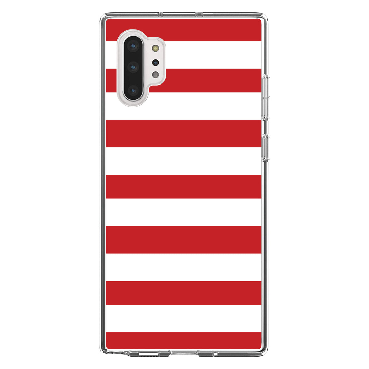 Red & White Bold Horizontal Stripes Clear Shockproof iPhone Case, view 10