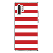 DistinctInk® Clear Shockproof Hybrid Case for Apple iPhone / Samsung Galaxy / Google Pixel - Red & White Bold Horizontal Stripes