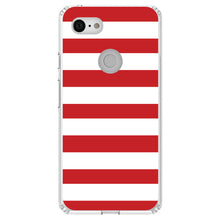 DistinctInk® Clear Shockproof Hybrid Case for Apple iPhone / Samsung Galaxy / Google Pixel - Red & White Bold Horizontal Stripes