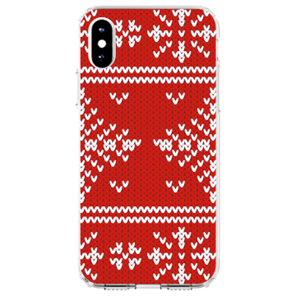 Red White Ugly Christmas Sweater Clear Shockproof iPhone Case, view 3