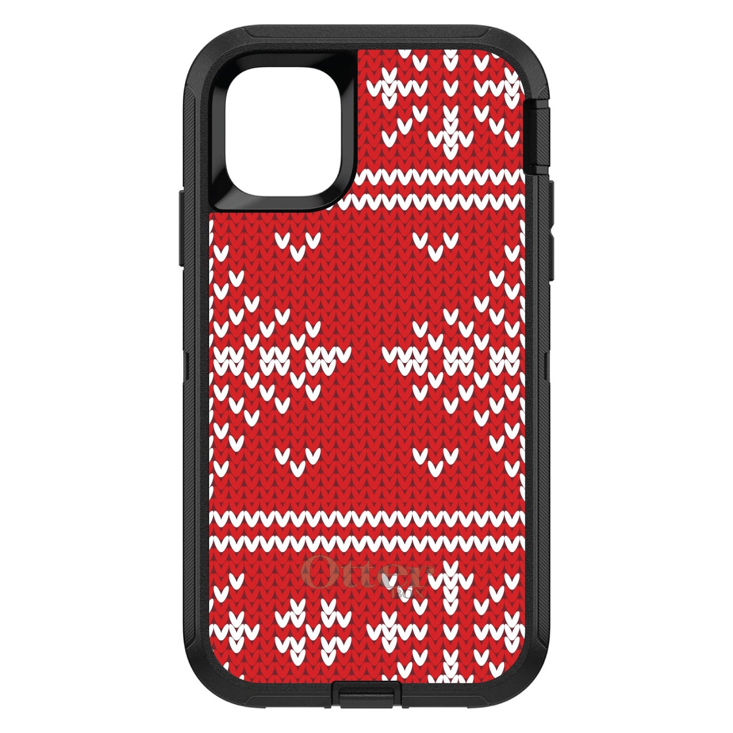 DistinctInk™ OtterBox Defender Series Case for Apple iPhone / Samsung Galaxy / Google Pixel - Red White Ugly Christmas Sweater
