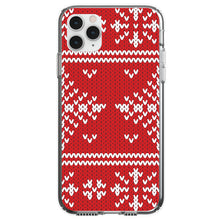 DistinctInk® Clear Shockproof Hybrid Case for Apple iPhone / Samsung Galaxy / Google Pixel - Red White Ugly Christmas Sweater