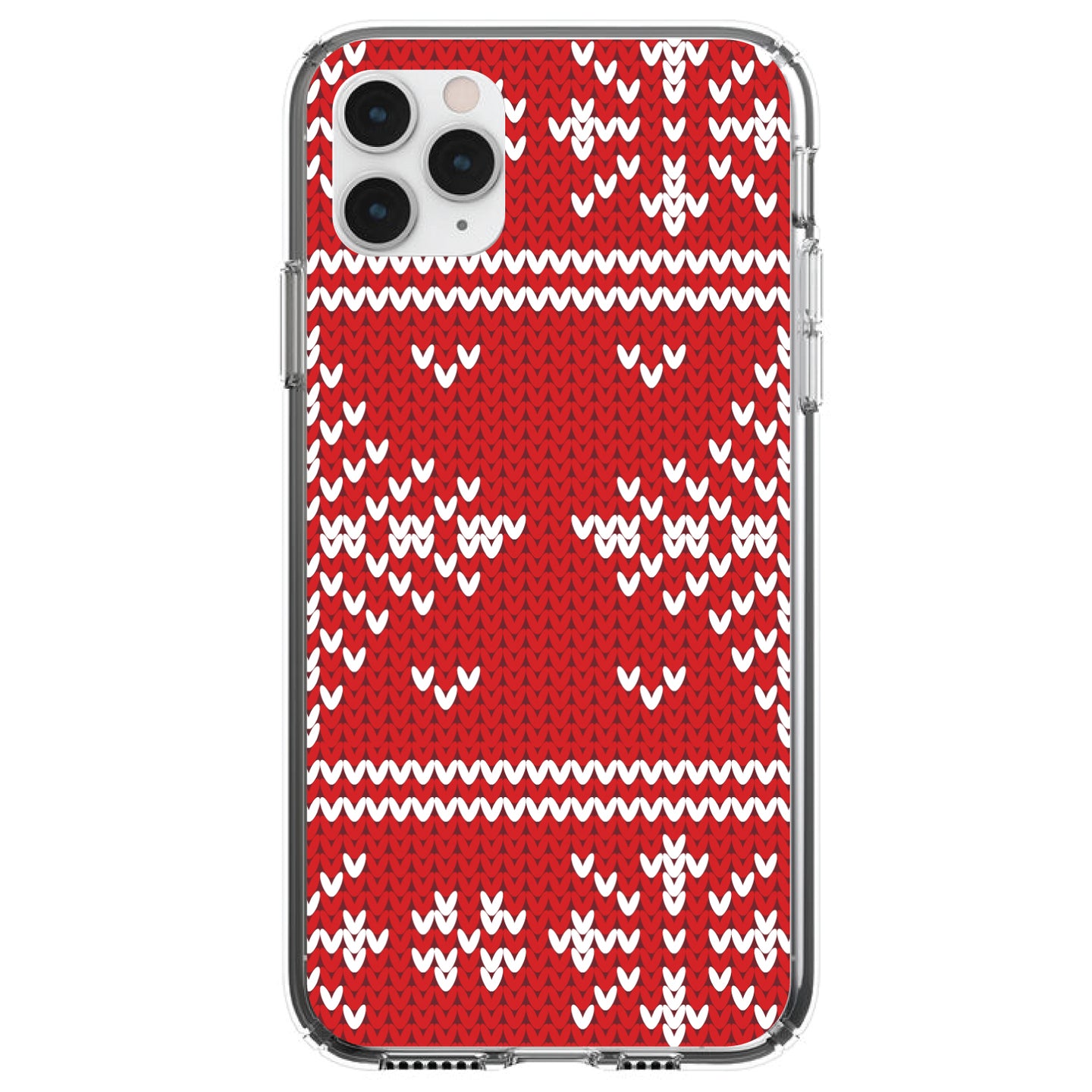 DistinctInk® Clear Shockproof Hybrid Case for Apple iPhone / Samsung Galaxy / Google Pixel - Red White Ugly Christmas Sweater