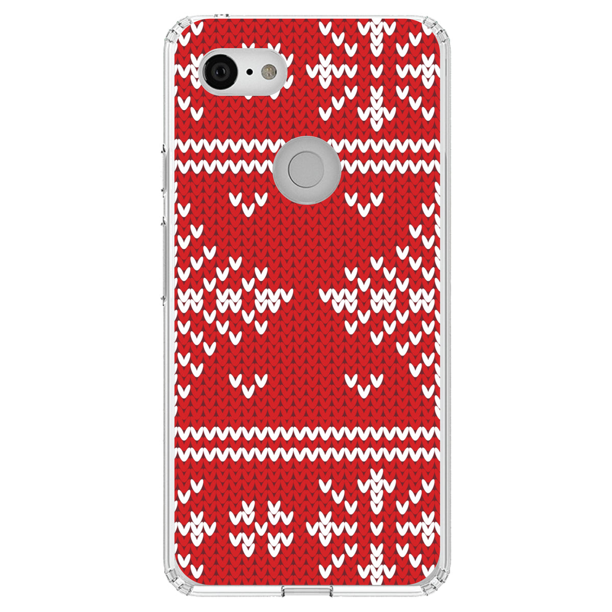 Red White Ugly Christmas Sweater Clear Shockproof iPhone Case, view 22