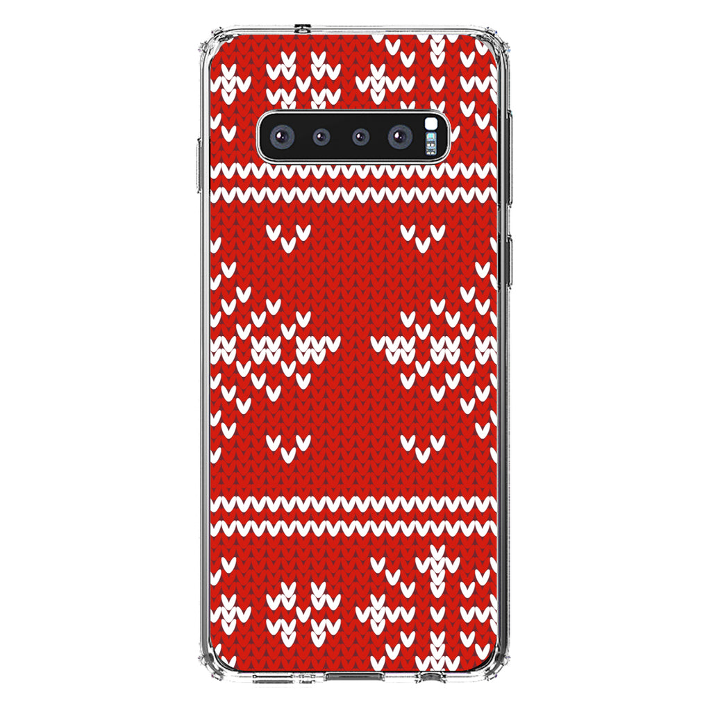 Red White Ugly Christmas Sweater Clear Shockproof iPhone Case, view 17