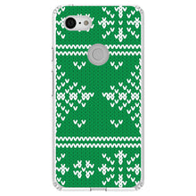 DistinctInk® Clear Shockproof Hybrid Case for Apple iPhone / Samsung Galaxy / Google Pixel - Green White Ugly Christmas Sweater