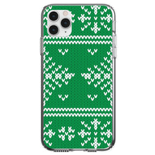 DistinctInk® Clear Shockproof Hybrid Case for Apple iPhone / Samsung Galaxy / Google Pixel - Green White Ugly Christmas Sweater
