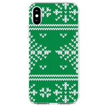 DistinctInk® Clear Shockproof Hybrid Case for Apple iPhone / Samsung Galaxy / Google Pixel - Green White Ugly Christmas Sweater