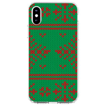 DistinctInk® Clear Shockproof Hybrid Case for Apple iPhone / Samsung Galaxy / Google Pixel - Green Red Ugly Christmas Sweater