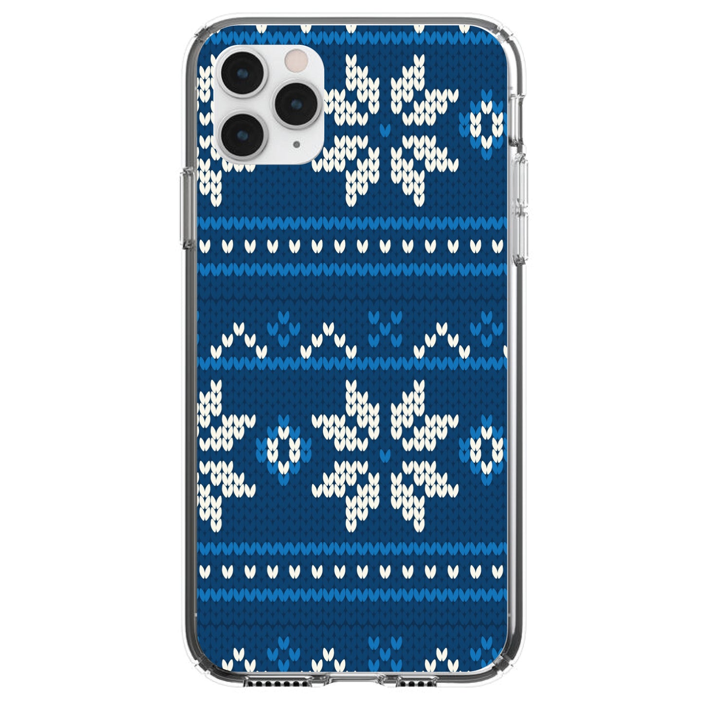 DistinctInk® Clear Shockproof Hybrid Case for Apple iPhone / Samsung Galaxy / Google Pixel - Blue White Ugly Hannukah Sweater