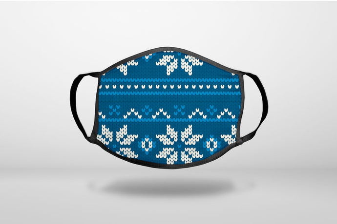 Blue White Ugly Hannukah Sweater - 3-Ply Reusable Soft Face Mask Covering, Unisex, Cotton Inner Layer