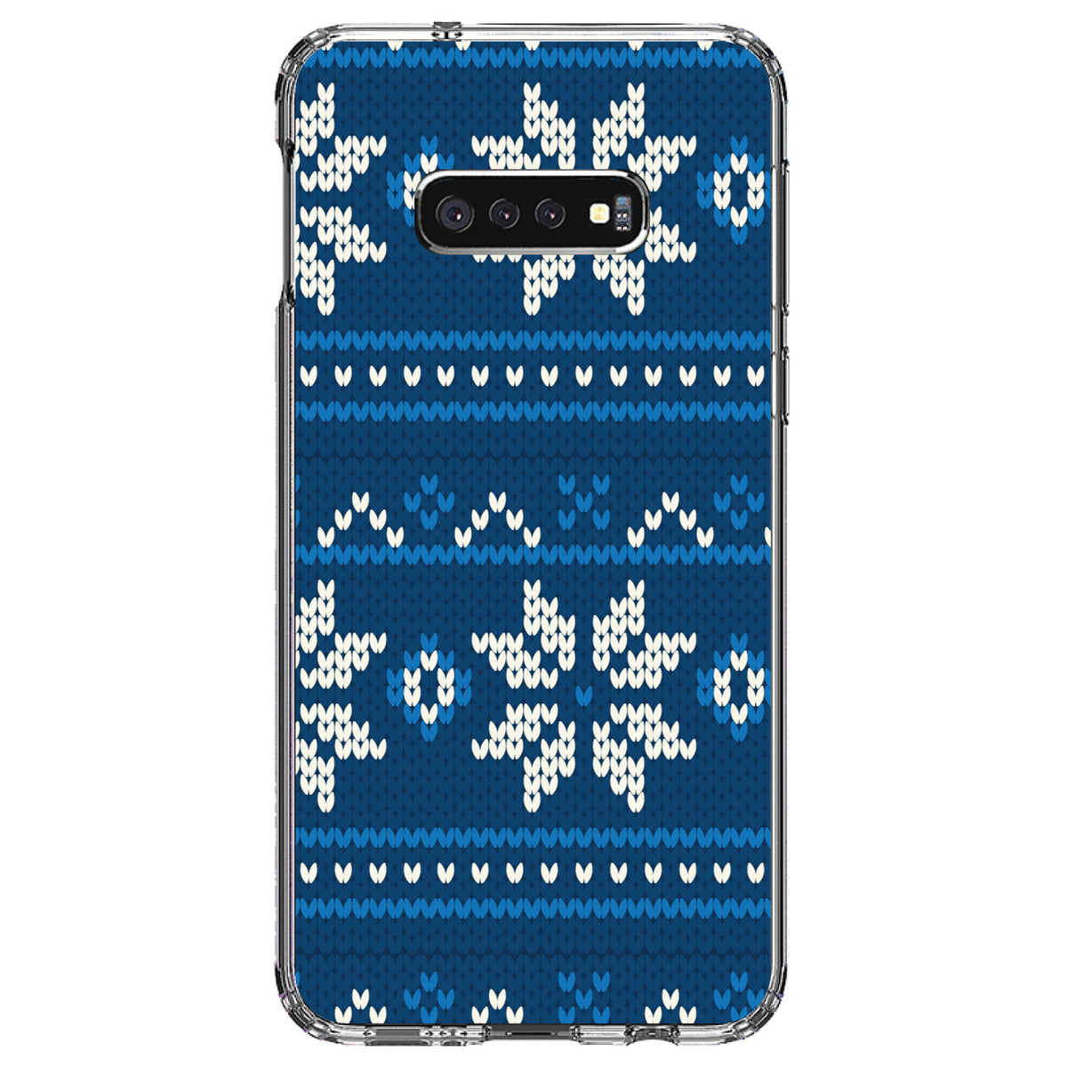 Blue White Ugly Hanukkah Sweater Clear Shockproof iPhone Case, view 18