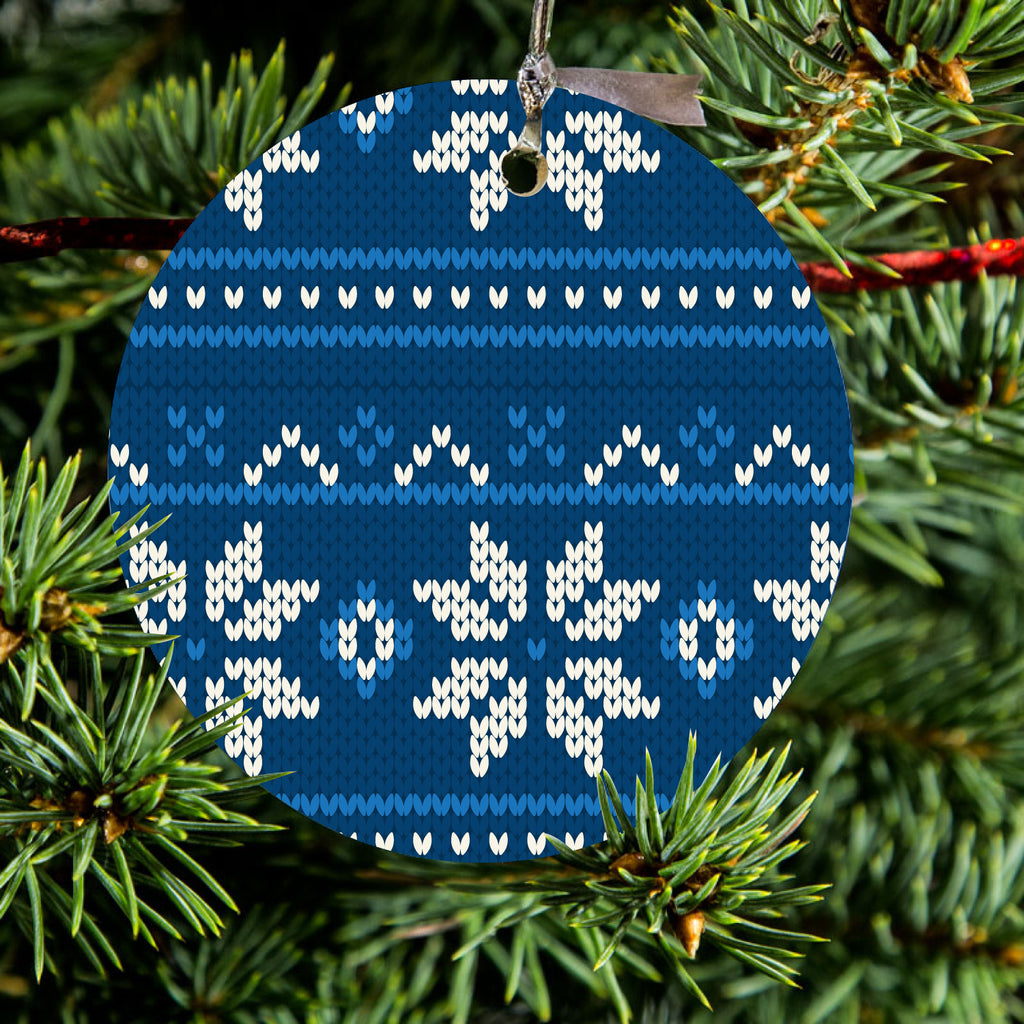 Blue White Ugly Hannukah Sweater Ceramic Ornament, view 2