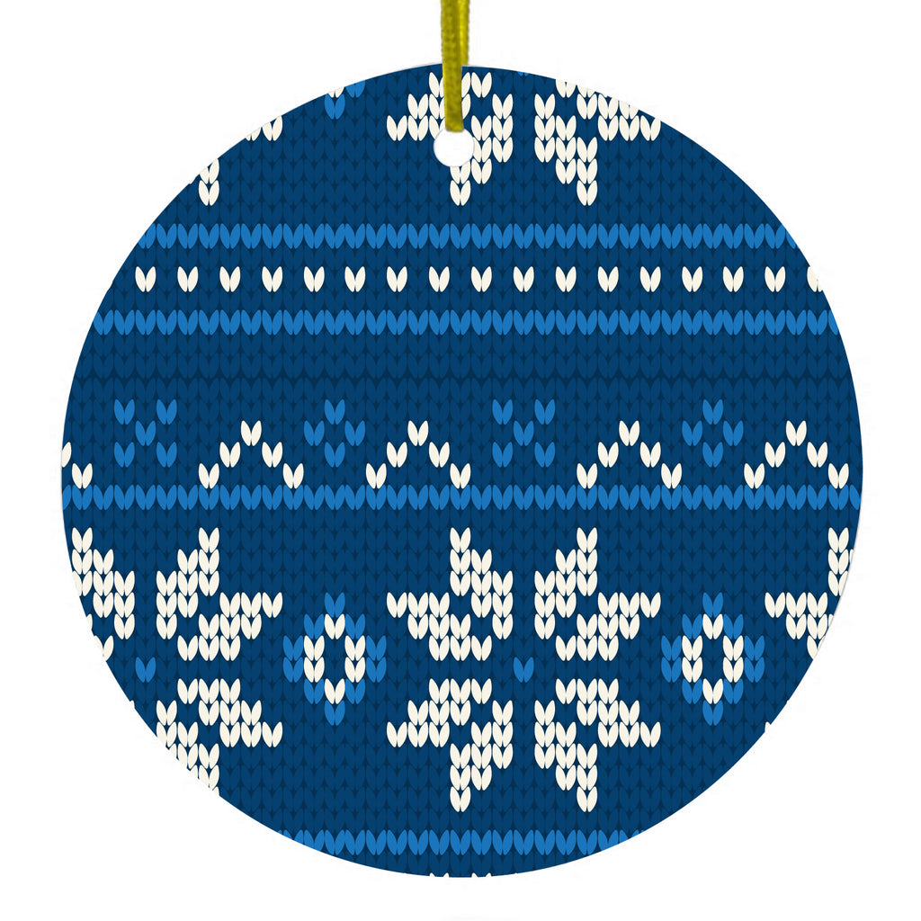 Blue White Ugly Hannukah Sweater Ceramic Ornament