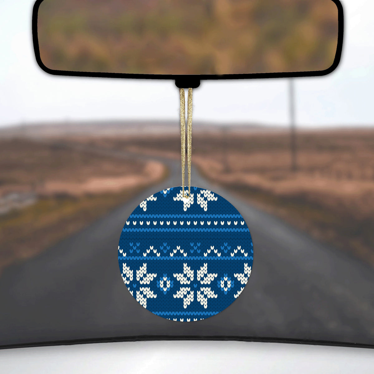 Blue White Ugly Hannukah Sweater Ceramic Ornament, view 3