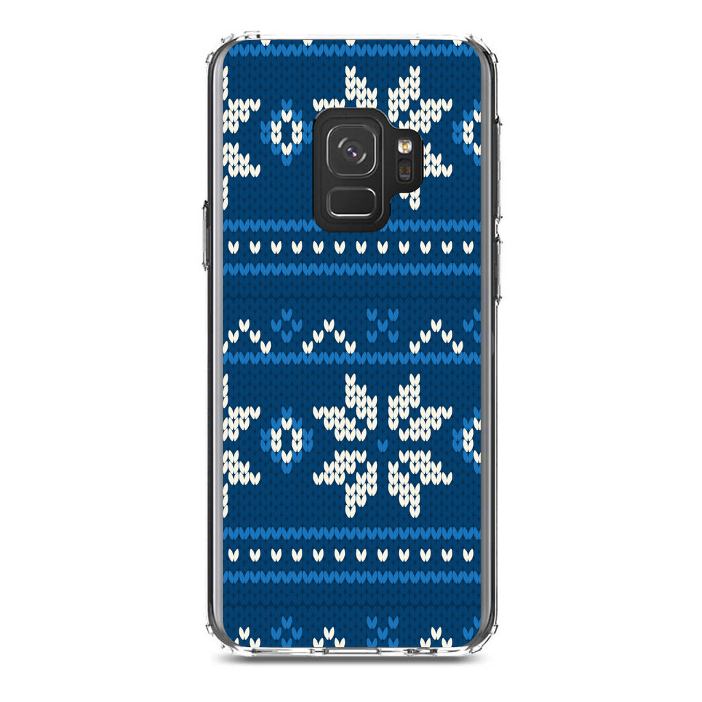 Blue White Ugly Hanukkah Sweater Clear Shockproof iPhone Case, view 19
