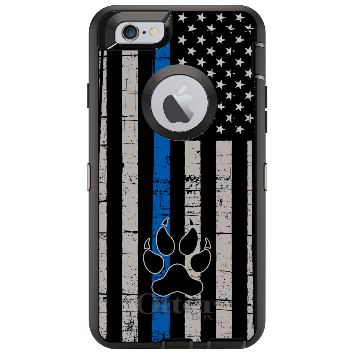 Thin Blue Line US Flag K9 Dog Paw OtterBox Defender Case for iPhone & Galaxy, view 4