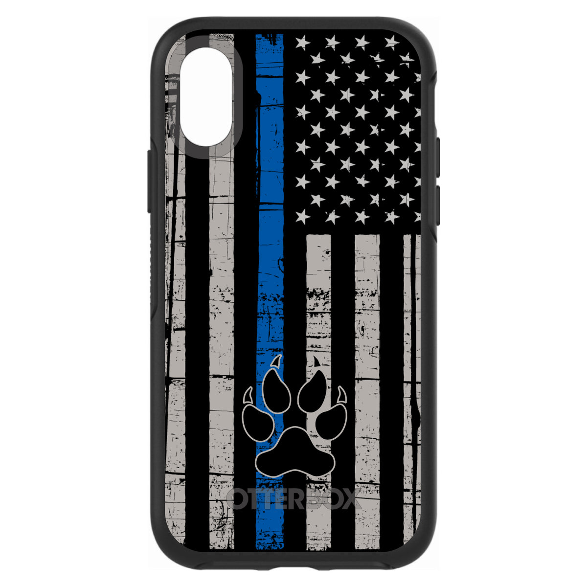 Thin Blue Line US Flag K9 Dog Paw OtterBox Symmetry Case for iPhone & Galaxy, view 4